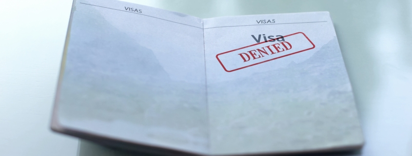 Visa denied, seal stamped in passport, customs office, travelling abroad