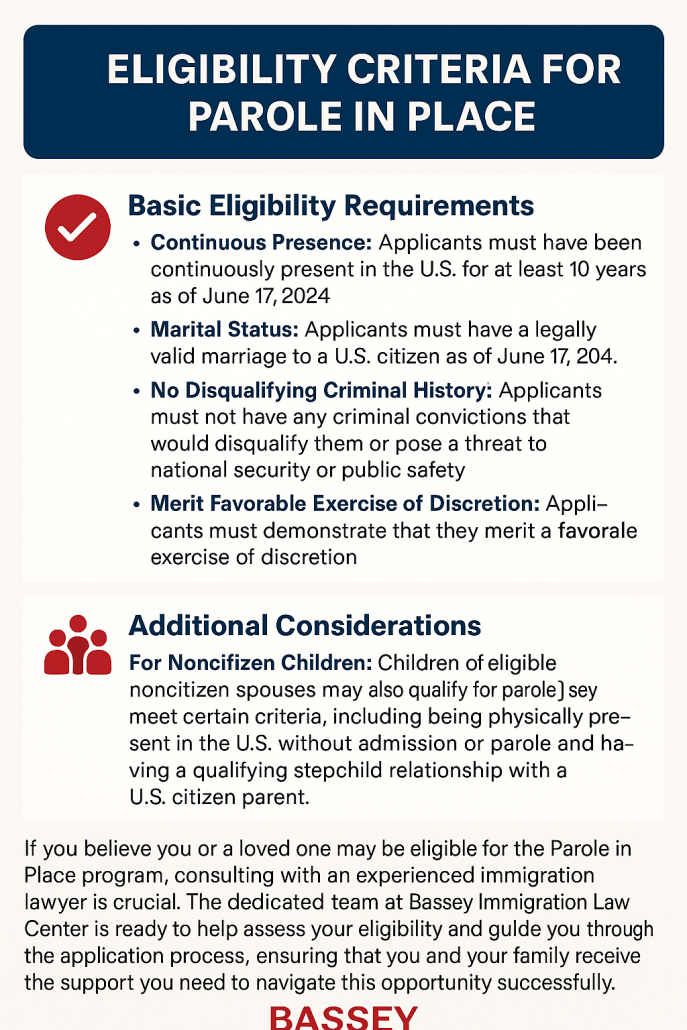 Eligibility Criteria for Parole in Place