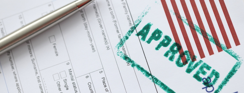 USA visa approved rubber stamp and application form